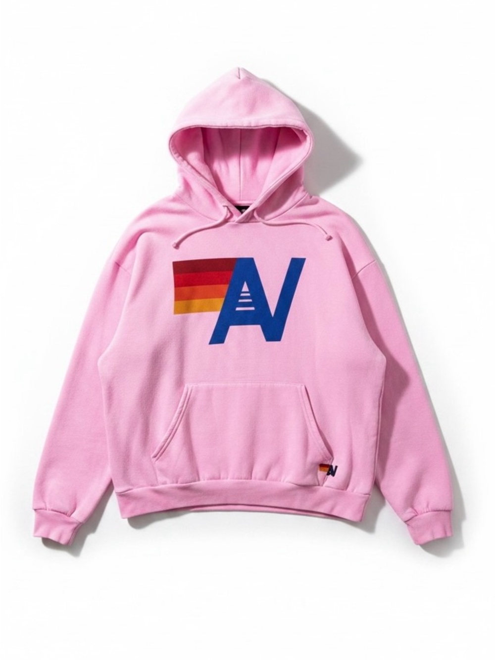 Aviator Nation Logo Pullover Relaxed Hoodie in Pink - sz M